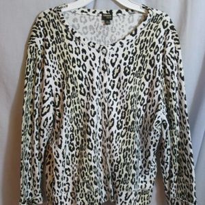 Style Cardigan Sweater Top  Leopard 3/4 Slv XL